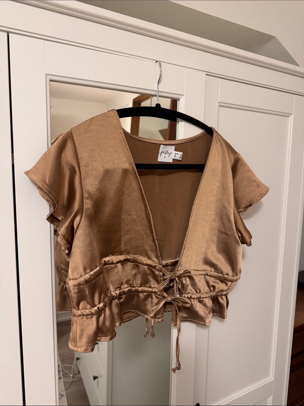 Princess Polly Satin Crop Top in Bronze